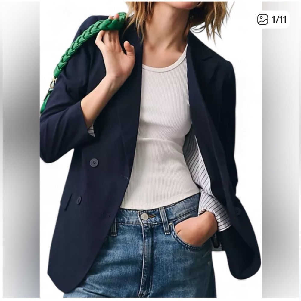 Dolan Women's Linen Blend Double Breasted Left Coast Blazer in Navy